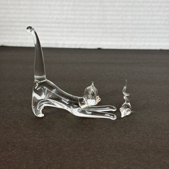 (2) Art Glass Cat And Mouse Figurines - Picture 6 of 13